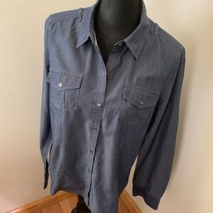 Calvin Klein Chambray Button Down Shirt Large Safari Style